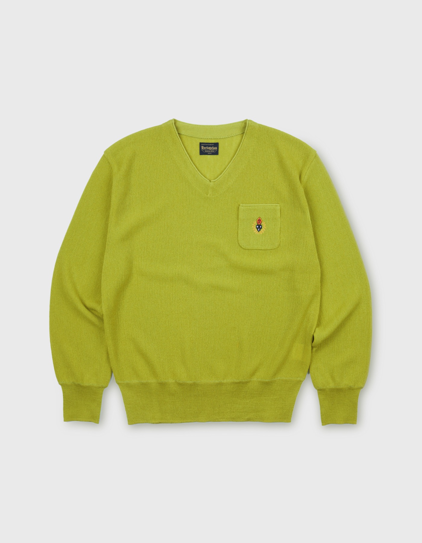 HFC CREST WOOL V-NECK SWEATER / Yellow Green